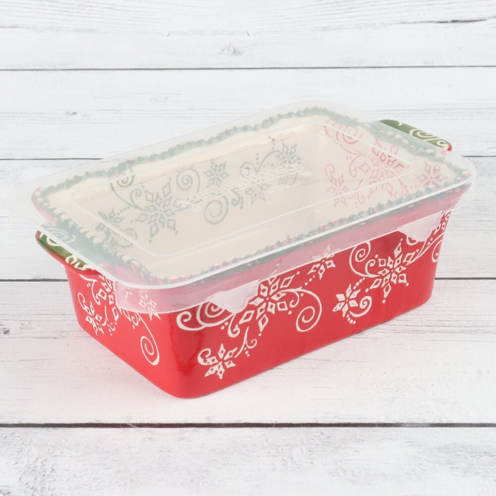 Temp-tatios Floral Lace Mini Loaf Pan with Plastic Lid 12oz